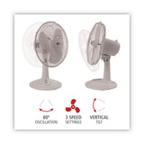 Alera® 12" 3-Speed Oscillating Desk Fan, Plastic, White (ALEFAN122W)