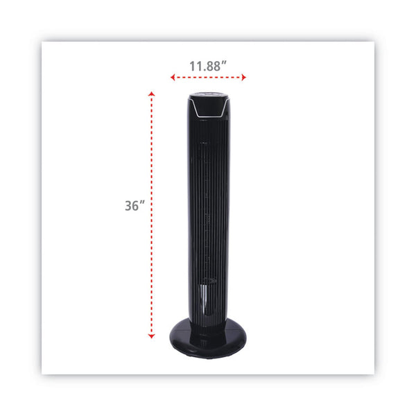 Alera® 36" 3-Speed Oscillating Tower Fan with Remote Control, Plastic, Black (ALEFAN363)
