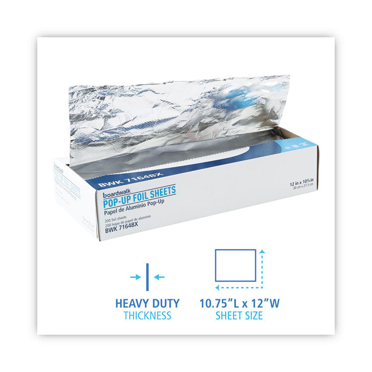 Boardwalk® Heavy-Duty Aluminum Foil Pop-Up Sheets, 12 x 10.75, 200/Box, 12 Boxes/Carton (BWK7164) Each