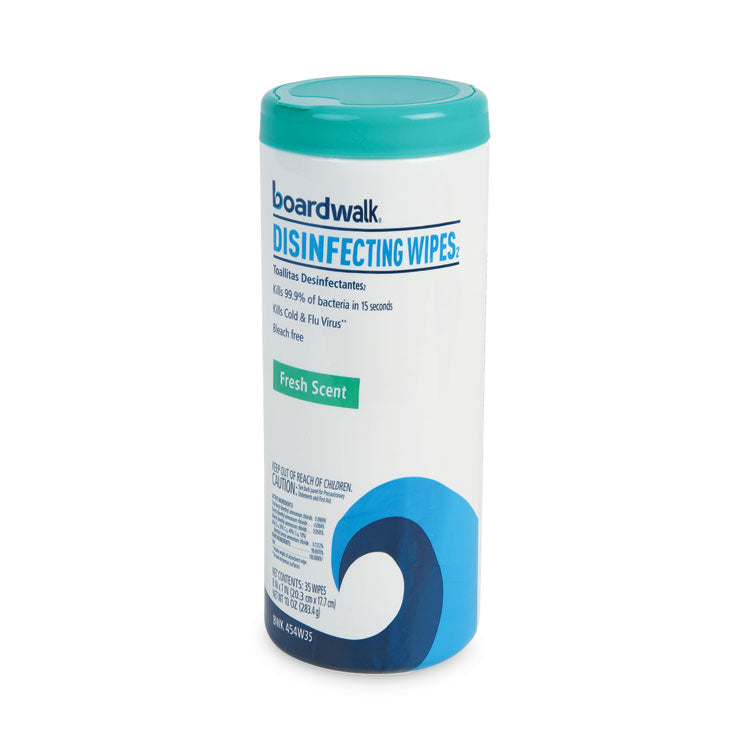 Boardwalk® Disinfecting Wipes, 7 x 8, Fresh Scent, 35/Canister, 12 Canisters/Carton (BWK454W35)