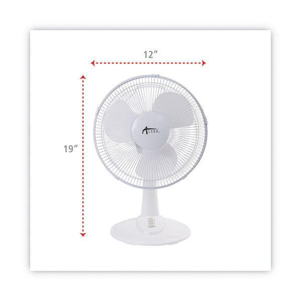 Alera® 12" 3-Speed Oscillating Desk Fan, Plastic, White (ALEFAN122W)