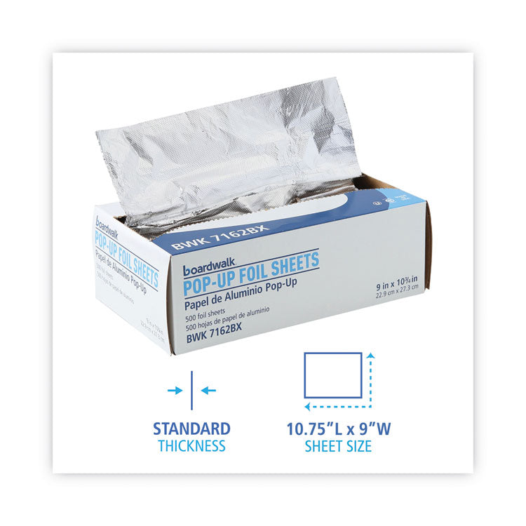 Boardwalk® Standard Aluminum Foil Pop-Up Sheets, 9 x 10.75, 500/Box (BWK7162BX) Box of 500