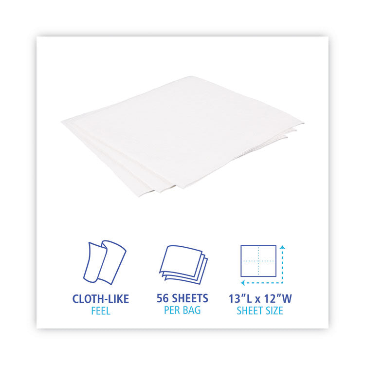 Boardwalk® DRC Wipers, 12 x 13, White, 56 Bag, 18 Bags/Carton (BWKV040QPW) Case of 1008