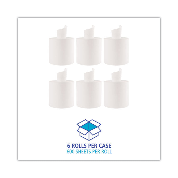 Boardwalk® Center-Pull Roll Towels, 2-Ply, 10 x 7.6, White, 600/Roll, 6/Carton (BWK410322)