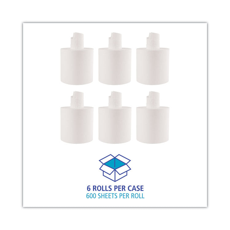 Boardwalk® Center-Pull Roll Towels, 2-Ply, 7.6 x 8.9, White, 600/Roll, 6/Carton (BWK410321)