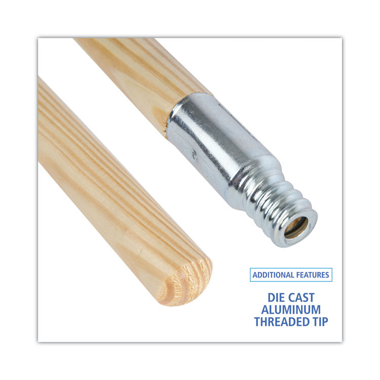 Boardwalk® Metal Tip Threaded Hardwood Broom Handle, 0.94" dia x 60", Natural (BWK136)