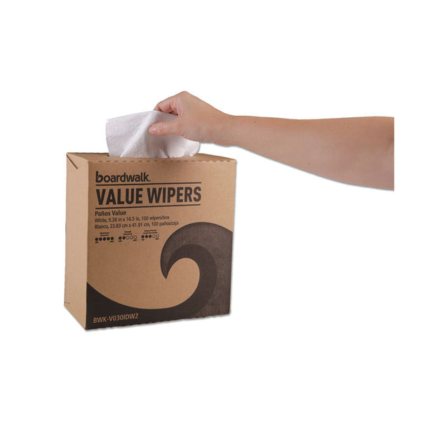 Boardwalk® DRC Wipers, 9.33 x 16.5, White, 100 Dispenser Packs, 9 Dispenser Packs/Carton (BWKV030IDW2)