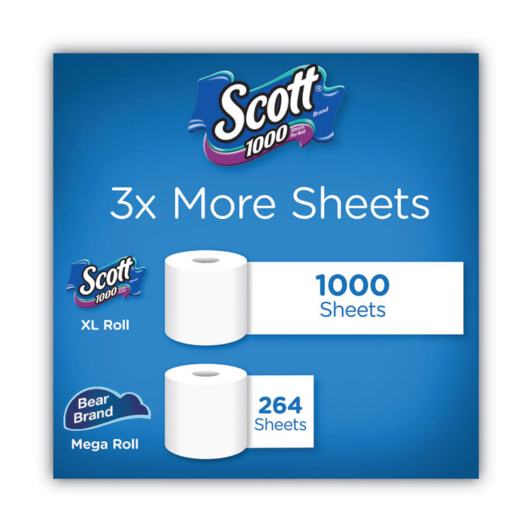 Scott® 1000 Bathroom Tissue, Septic Safe, 1-Ply, White, 1,000 Sheet/Roll, 20/Pack (KCC20032) Pack of 20