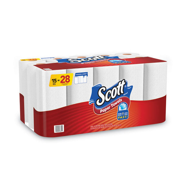 Scott® Choose-A-Sheet Mega Kitchen Roll Paper Towels, 1-Ply, 7.31 x 11, White, 102/Roll, 15 Rolls Carton (KCC36371)