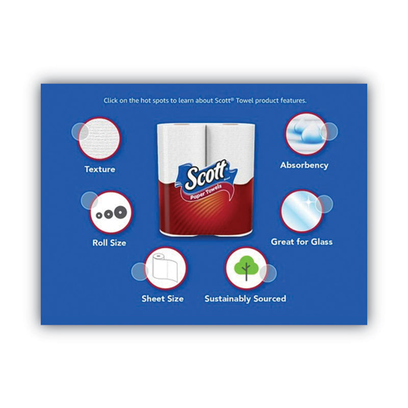 Scott® Choose-A-Sheet Mega Kitchen Roll Paper Towels, White, 1-Ply, 6.5 x 11, 102 Sheets/Roll, 12 Rolls/Pack (KCM55416) Pack of 12