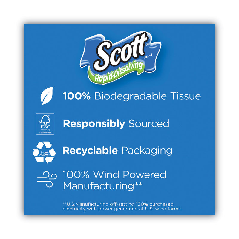Scott® Rapid-Dissolving Toilet Paper, Bath Tissue, Septic Safe, 1-Ply, White, 231 Sheets/Roll, 4/Rolls/Pack, 12 Packs/Carton (KCM47617) Case of 48