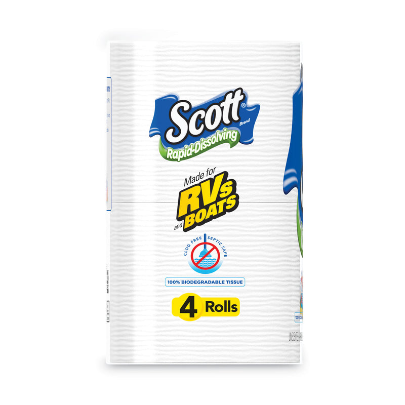 Scott® Rapid-Dissolving Toilet Paper, Bath Tissue, Septic Safe, 1-Ply, White, 231 Sheets/Roll, 4/Rolls/Pack, 12 Packs/Carton (KCM47617) Case of 48