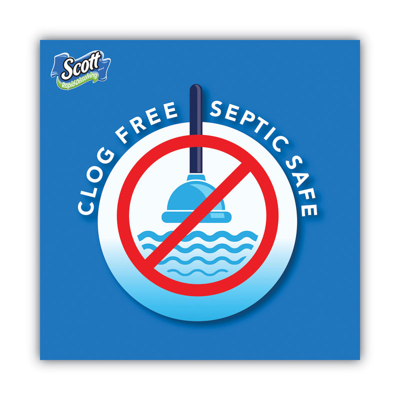 Scott® Rapid-Dissolving Toilet Paper, Bath Tissue, Septic Safe, 1-Ply, White, 231 Sheets/Roll, 4/Rolls/Pack, 12 Packs/Carton (KCM47617) Case of 48