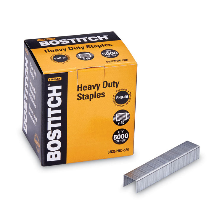 Bostitch® Heavy-Duty Premium Staples, 0.38" Leg, 0.5" Crown, Steel, 5,000/Box (BOSSB35PHD5M)