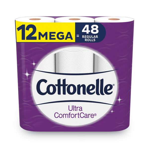 Cottonelle® Ultra ComfortCare Toilet Paper, Soft Tissue, Mega Rolls, Septic Safe, 2 Ply, White, 284 Sheets/Roll, 12 Rolls/Pack (KCC48596)