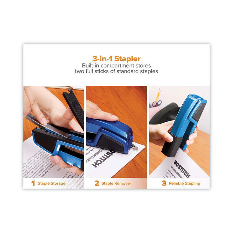 Bostitch® Epic Stapler, 25-Sheet Capacity, Blue (BOSB777BLUE)