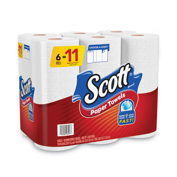 Scott® Choose-a-Size Mega Kitchen Roll Paper Towels, 1-Ply, 102/Roll, 6 Rolls/Pack, 4 Packs/Carton (KCC16447)