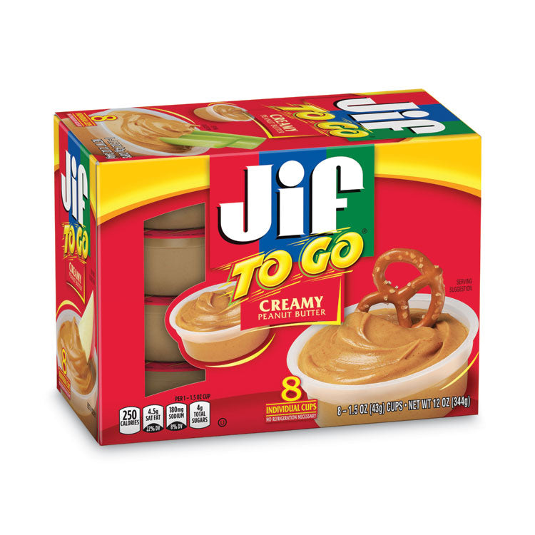 Jif To Go® Spreads, Creamy Peanut Butter, 1.5 oz Cup, 8/Box (SMU24136) Pack of 8