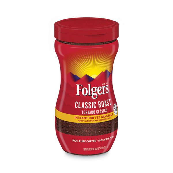 Folgers® Instant Coffee Crystals, Classic Roast, 16oz Jar (FOL06922)