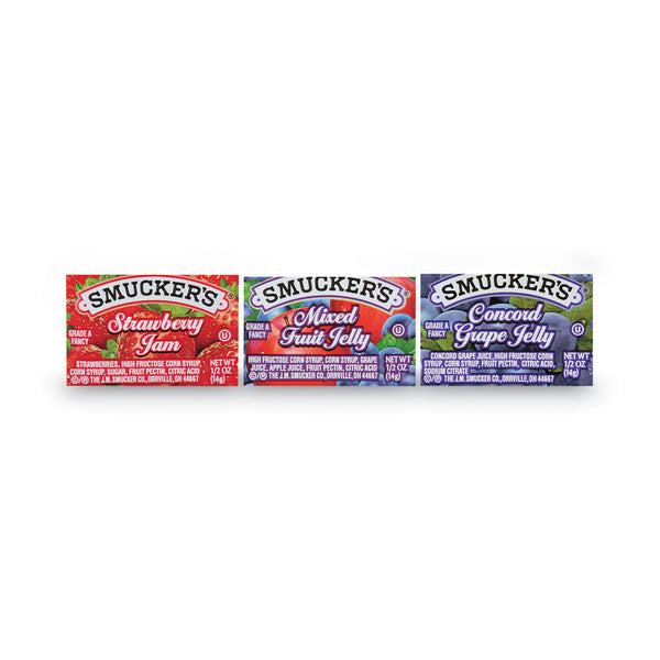 Smucker's Smucker's Jam Assortment, Single Serving Packs, 0.5 oz, 200/Carton (SMU774) 200 Packs