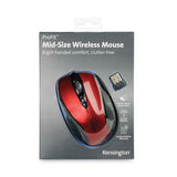 Kensington® Pro Fit Mid-Size Wireless Mouse, 2.4 GHz Frequency/30 ft Wireless Range, Right Hand Use, Ruby Red (KMW72422) Each