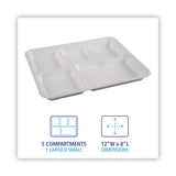 Boardwalk® Bagasse Dinnerware, 5-Compartment Tray, 10 x 8, White, 500/Carton (BWKTRAYWF128)