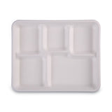 Boardwalk® Bagasse Dinnerware, 5-Compartment Tray, 10 x 8, White, 500/Carton (BWKTRAYWF128)