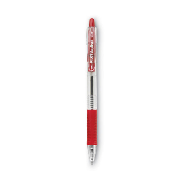 Pilot® EasyTouch Ballpoint Pen, Retractable, Fine 0.7 mm, Red Ink, Clear Barrel, Dozen (PIL32212)