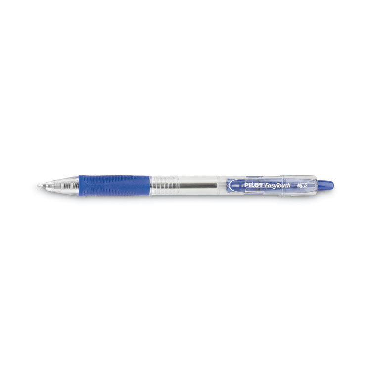 Pilot® EasyTouch Ballpoint Pen, Retractable, Medium 1 mm, Blue Ink, Clear Barrel, Dozen (PIL32221)