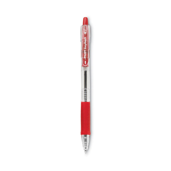 Pilot® EasyTouch Ballpoint Pen, Retractable, Medium 1 mm, Red Ink, Clear Barrel, Dozen (PIL32222)