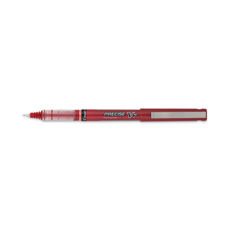 Pilot® Precise V7 Roller Ball Pen, Stick, Fine 0.7 mm, Red Ink, Red/Clear Barrel, Dozen (PIL35352)