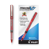 Pilot® Precise V7 Roller Ball Pen, Stick, Fine 0.7 mm, Red Ink, Red/Clear Barrel, Dozen (PIL35352)