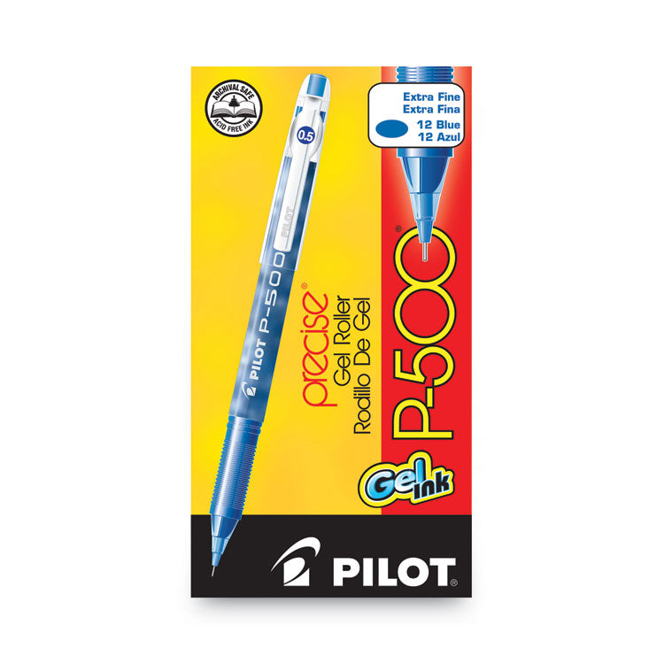 Pilot® Precise P-500 Gel Pen, Stick, Extra-Fine 0.5 mm, Blue Ink, Blue Barrel, Dozen (PIL38601)