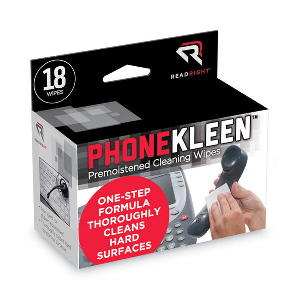 Read Right® PhoneKleen Wet Wipes, Cloth, 5 x 5, 18/Box (REARR1203)