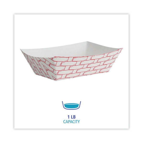 Boardwalk® Paper Food Baskets, 1 lb Capacity, Red/White, 1,000/Carton (BWK30LAG100)