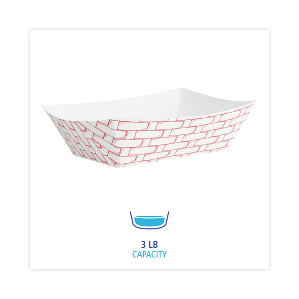 Boardwalk® Paper Food Baskets, 3 lb Capacity, Red/White, 500/Carton (BWK30LAG300) Case of 500