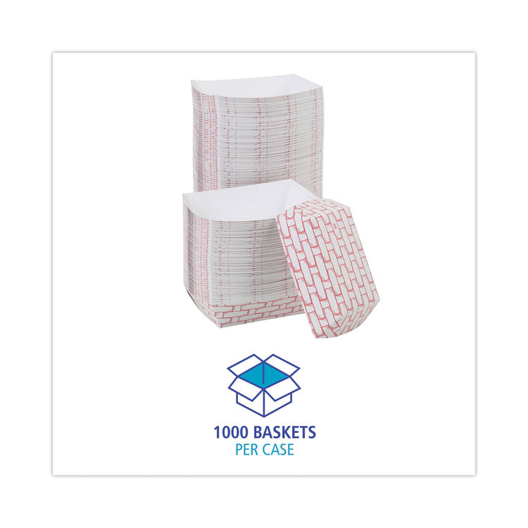 Boardwalk® Paper Food Baskets, 2 lb Capacity, Red/White, 1,000/Carton (BWK30LAG200)