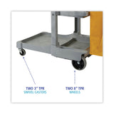 Boardwalk® Janitor's Cart, Plastic, 4 Shelves, 1 Bin, 22" x 44" x 38", Gray (BWKJCARTGRA) Each