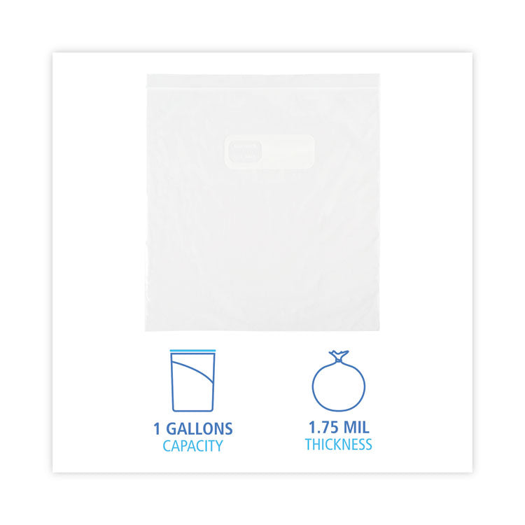 Boardwalk® Reclosable Food Storage Bags, 1 gal, 1.75 mil, 10.5" x 11", Clear, 250/Box (BWK1GALBAG)