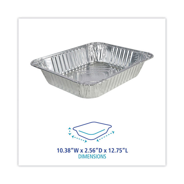 Boardwalk® Aluminum Steam Table Pans, Half-Size Deep—128 oz., 2.56" Deep, 10.38 x 12.75, 100/Carton (BWKSTEAMHFDP)
