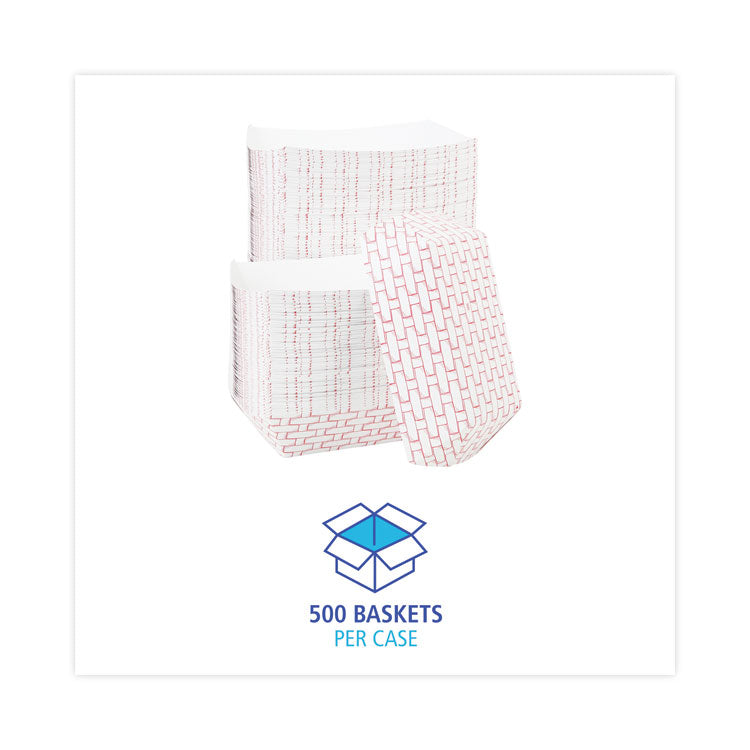 Boardwalk® Paper Food Baskets, 5 lb Capacity, Red/White, 500/Carton (BWK30LAG500)