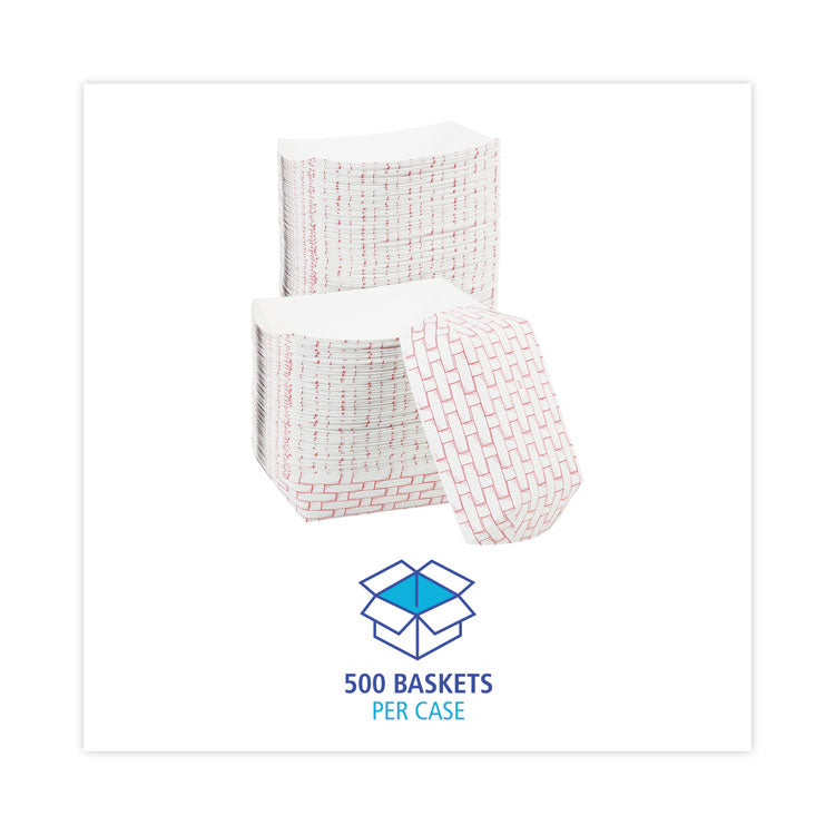 Boardwalk® Paper Food Baskets, 1 lb Capacity, Red/White, 1,000/Carton (BWK30LAG100)