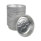 Boardwalk® Round Aluminum To-Go Containers, 48 oz, 9" Diameter x 1.66"h, Silver, 500/Carton (BWKROUND9) Case of 500