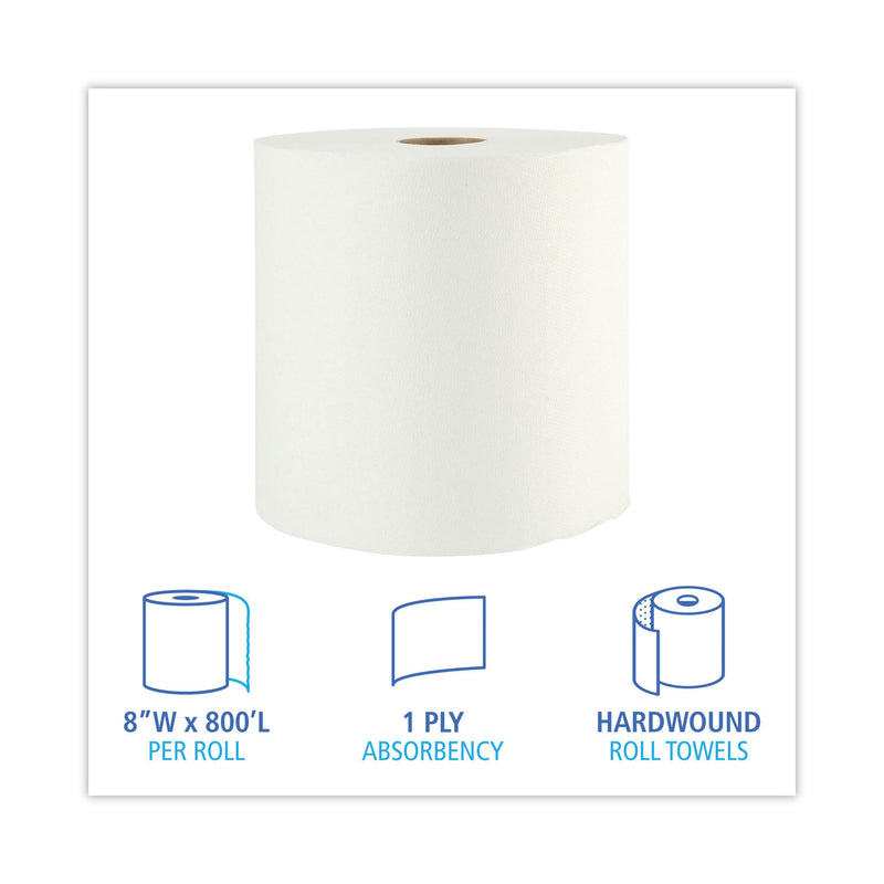 Boardwalk® Boardwalk Xtra Roll Towels, 1-Ply, 8" x 800 ft, White, 6 Rolls/Carton (BWK35XTRA) Case of 6