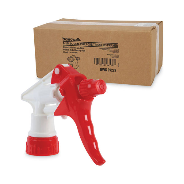 Boardwalk® Trigger Sprayer 250, 9.25" Tube Fits 32 oz Bottles, Red/White, 24/Carton (BWK09229)