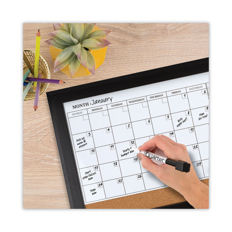 Quartet® Home Decor Magnetic Combo Dry Erase Board with Cork Board on Bottom, 23 x 17, Tan/White Surface, Espresso Wood Frame (QRT79275) Each