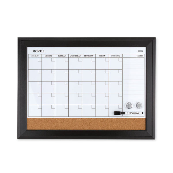 Quartet® Home Decor Magnetic Combo Dry Erase Board with Cork Board on Bottom, 23 x 17, Tan/White Surface, Espresso Wood Frame (QRT79275)