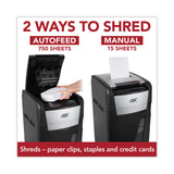GBC AutoFeed+ 750M Micro-Cut Large Office Shredder, 750 Auto/15 Manual Sheet Capacity (GBCWSM1757613) Each
