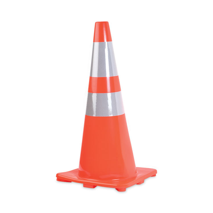 Tatco Traffic Cone, 14 x 14 x 28, Orange/Silver (TCO25900) Each