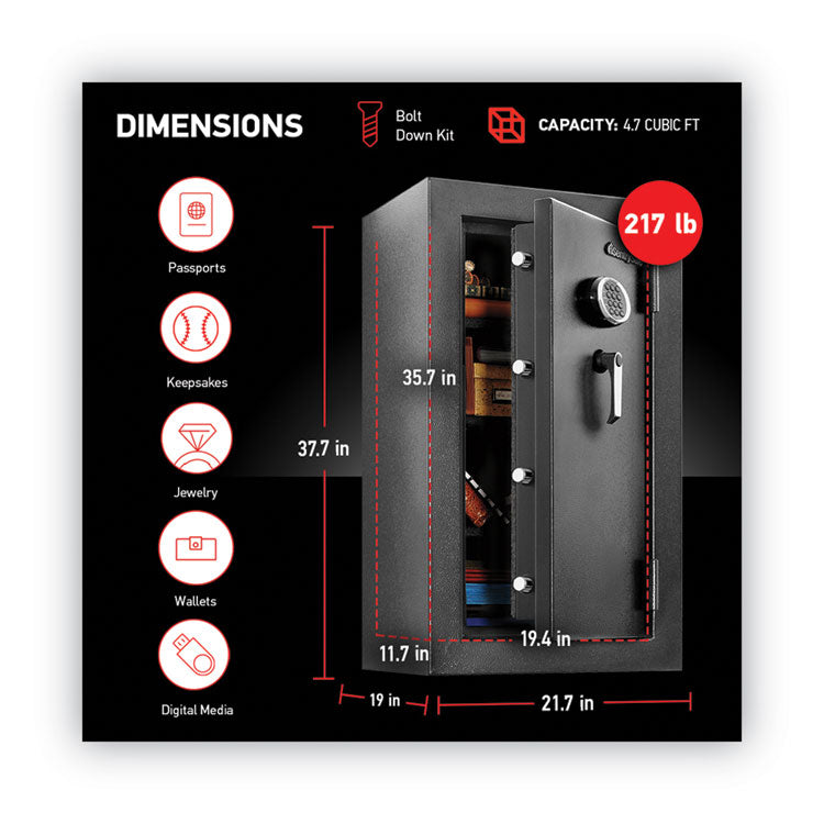 Sentry® Safe EF4738E Safe, 4.71 cu ft, 21.7w x 19d x 37.7h, Black (SENEF4738E) Each